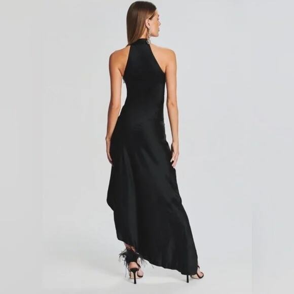 NWT Retrofete Sab Satin Halter Neck Slit Maxi Dress - Black - XS - Picture 12 of 15